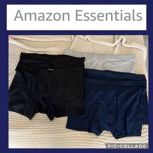 NEW AMAZON ESSENTIALS 5 PK COTTON JERSEY BOXER BRIEF BLACK NAVY GRAY